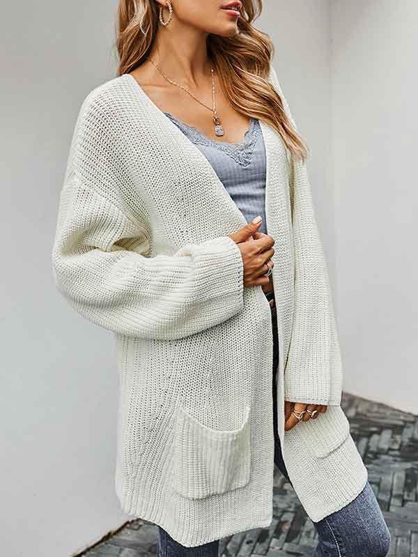 Open Front Oversized Chunky Knit Cardigan with Pocket