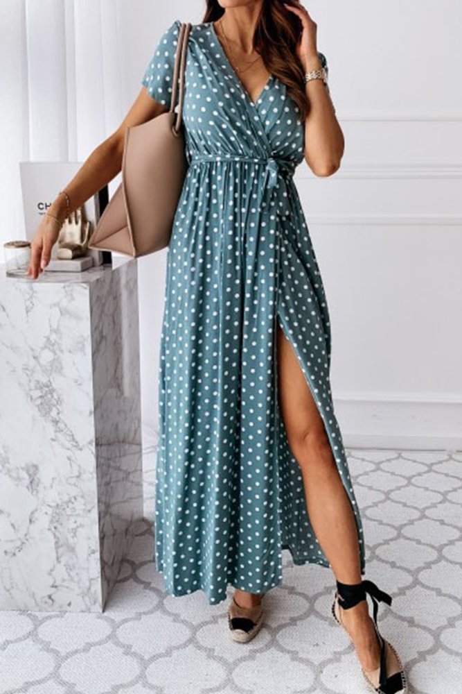 Women's Dresses Polka Dot High Split Maxi Dress
