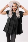 Short Sleeve Keyhole Ruffled Babydoll Top