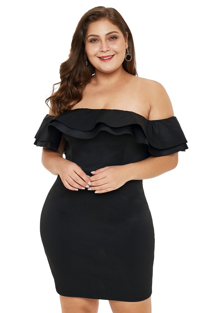 Layered Ruffle Off Shoulder Plus Size Dress