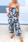 Palm Leaves Print Spaghetti Strap Wide Leg jumpsuit