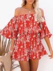 Sexy Off Shoulder Ruffle Sleeve Chiffon Romper