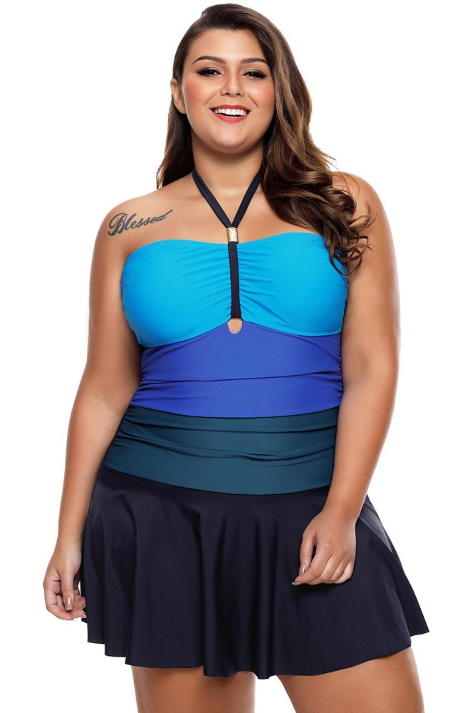 Color Gradient Sweet Halter Swimdress