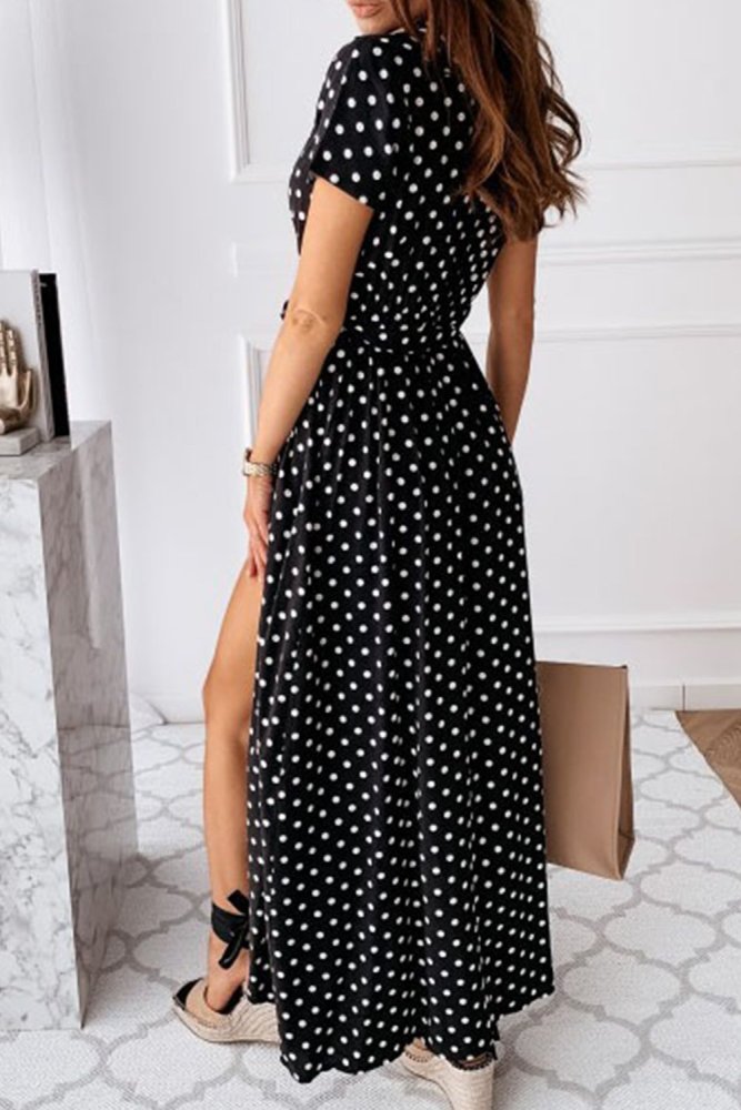 Women's Dresses Polka Dot High Split Maxi Dress