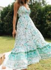 Floral V Neck Lace Cami Maxi Dress For Women