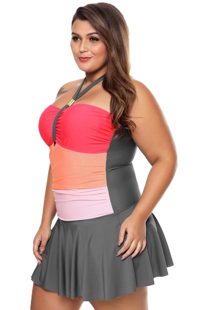 Color Gradient Sweet Halter Swimdress