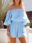 Sexy Off Shoulder Ruffle Sleeve Chiffon Romper