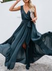 Sleeveless Pleated Split Knot Front Maxi Dress