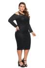 Cold Shoulder Mesh Yoke Plus Size Dress
