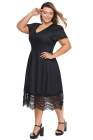 Lace Hemline Pleated Plus Size Dress