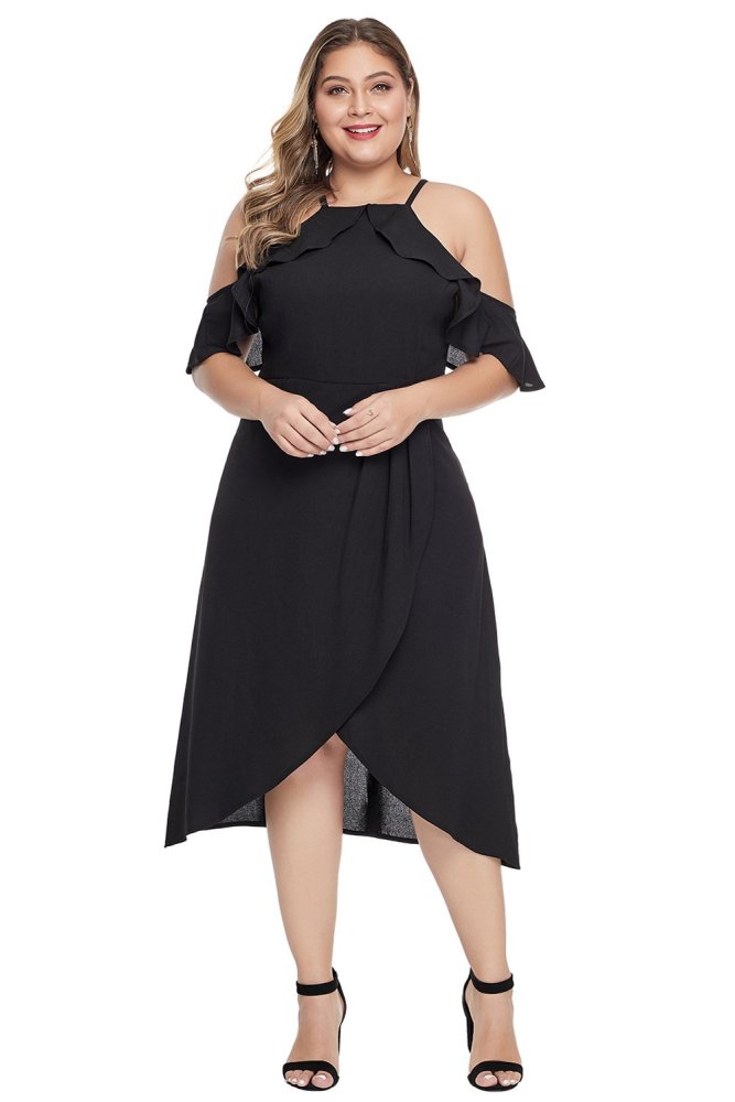 Off Shoulder Drop Sleeve Plus Size Party Dress