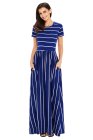 Striped Rosy Short Sleeve Maxi Dress