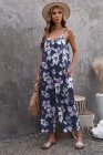 Palm Leaves Print Spaghetti Strap Wide Leg jumpsuit