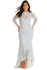 Plus Size High Neck Lace Fishtail Maxi Dress