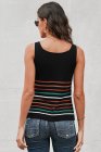 Multicolor Stripes White Knit Tank Top