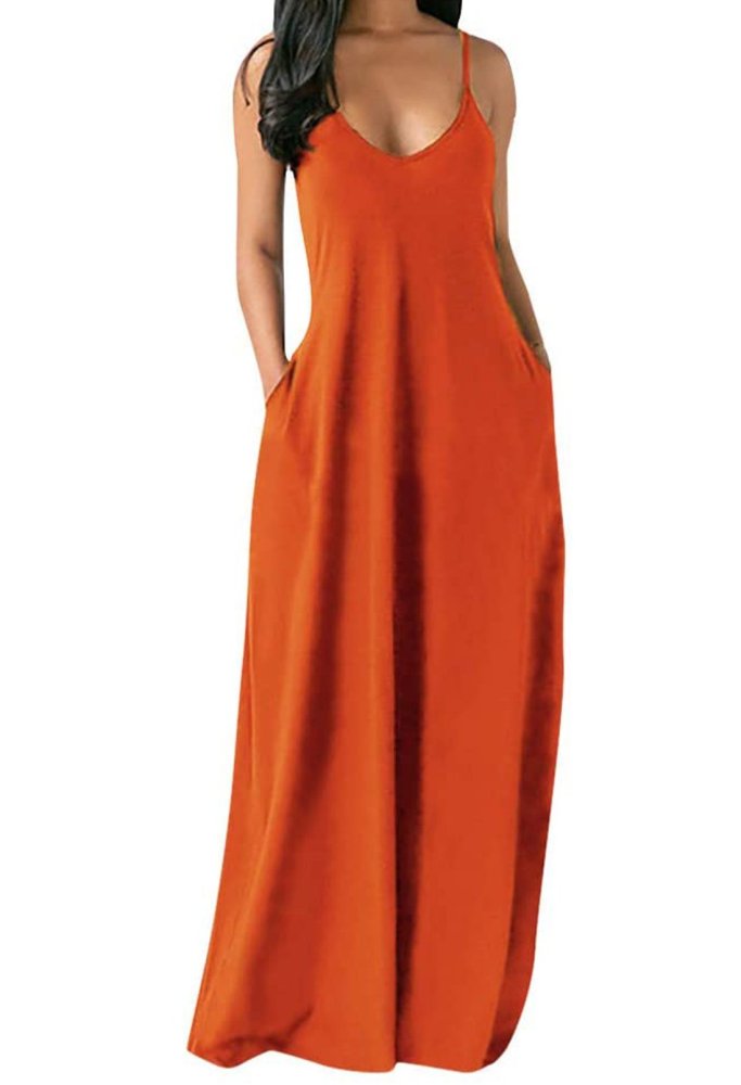 Plain Color Spaghetti Straps Oversized Maxi Dress