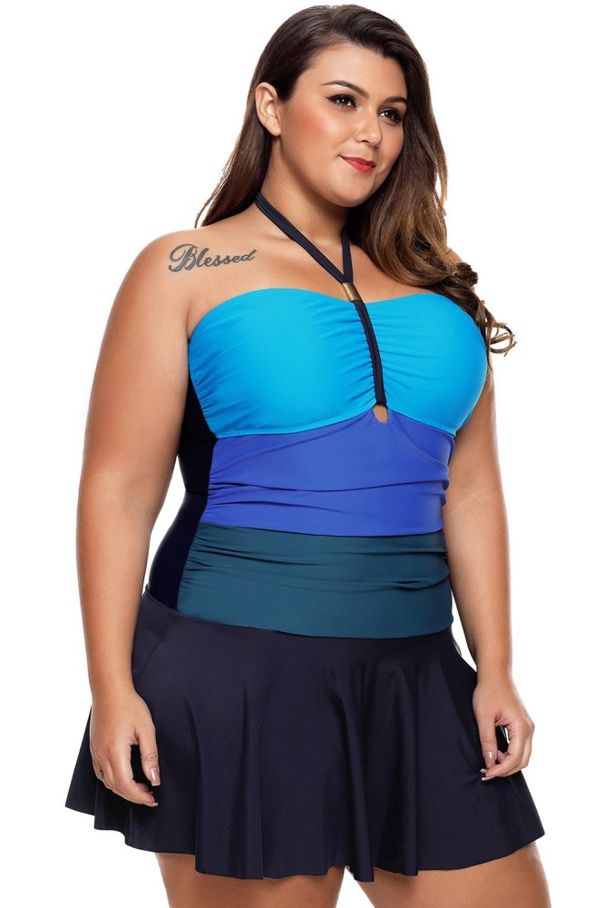 Color Gradient Sweet Halter Swimdress