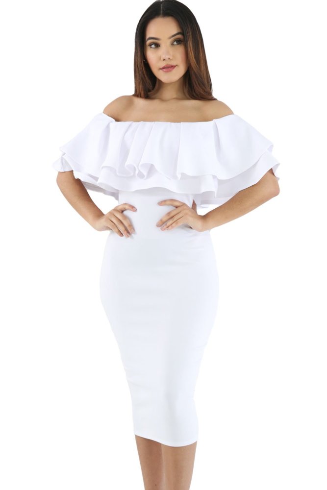 Layered Ruffle Off Shoulder Curvaceous Dress