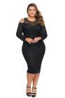 Cold Shoulder Mesh Yoke Plus Size Dress