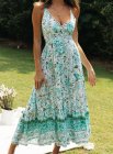 Floral V Neck Lace Cami Maxi Dress For Women