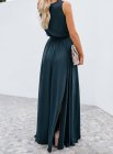 Sleeveless Pleated Split Knot Front Maxi Dress