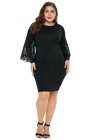 Lace Flutter Sleeve Plus Size Bodycon Dress