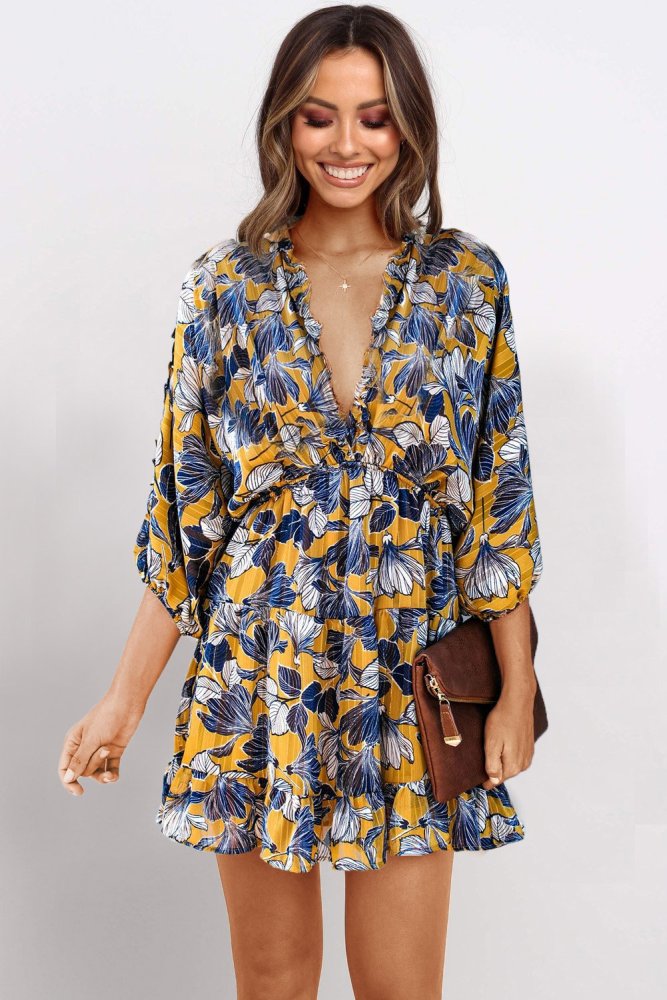 Ruffle Tiered Babydoll Style Mini Dress