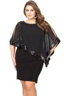 Sequined Mesh Overlay Plus Size Poncho Dress