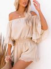 Sexy Off Shoulder Ruffle Sleeve Chiffon Romper