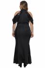 High Neck Drop Shoulder Sequin Décor Plus Size Gown