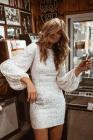 Puffy Sleeve Sequin Party Mini Dress