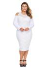 Cold Shoulder Mesh Yoke Plus Size Dress
