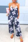Palm Leaves Print Spaghetti Strap Wide Leg jumpsuit