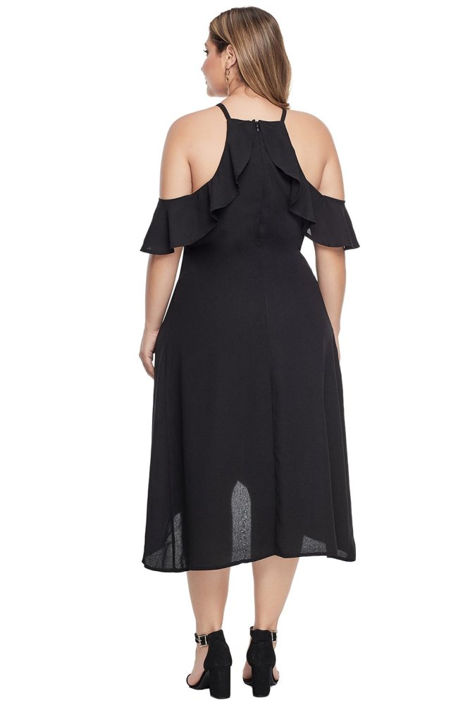 Off Shoulder Drop Sleeve Plus Size Party Dress