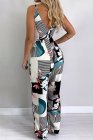 Spaghetti Strap Mixed Print Jumpsuit