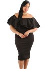 Layered Ruffle Off Shoulder Curvaceous Dress