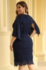 Flutter Slit Sleeve Crocthet Lace Plus Size Dress