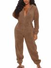 Fluffy Zip Up Onesie Pajama Outfits Sleepwear