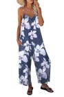 Palm Leaves Print Spaghetti Strap Wide Leg jumpsuit