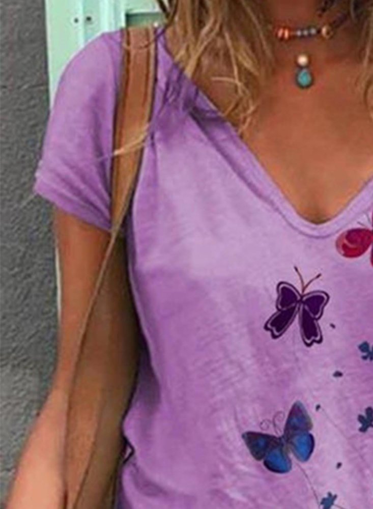 Women's T-shirts Butterfly Print T-shirt