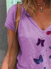 Women's T-shirts Butterfly Print T-shirt