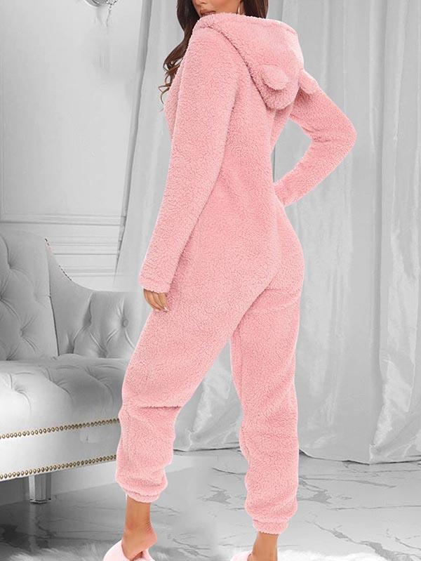 Fluffy Zip Up Onesie Pajama Outfits Sleepwear