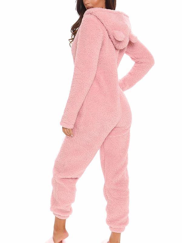Fluffy Zip Up Onesie Pajama Outfits Sleepwear