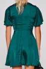 Butterfly Sleeve Satin Knot Front High Waist Mini Dress
