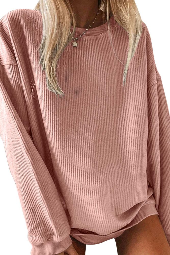 Solid Oversized Crew Neck Sweatshirt For Women