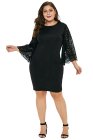 Lace Flutter Sleeve Plus Size Bodycon Dress