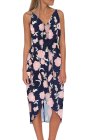 V Neckline Sleeveless Floral Dress