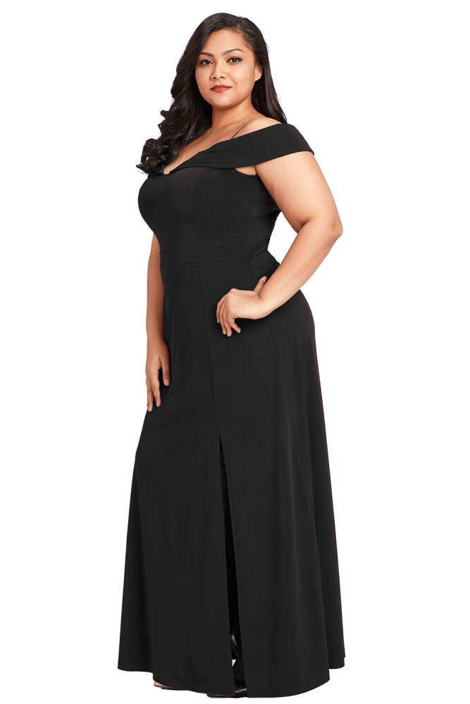 Long Off the Shoulder Plus Size Gown