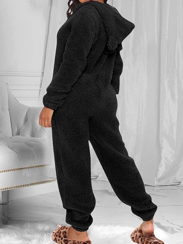 Fluffy Zip Up Onesie Pajama Outfits Sleepwear