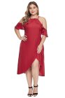 Off Shoulder Drop Sleeve Plus Size Party Dress